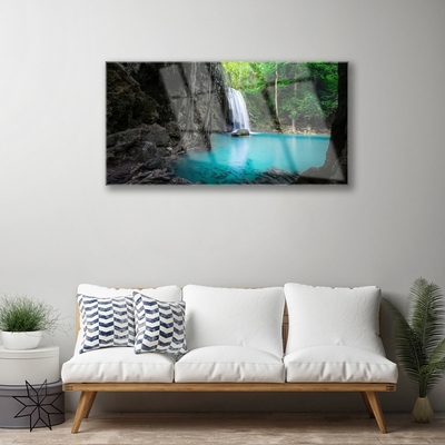 Glas schilderij Lake natuur van de waterval