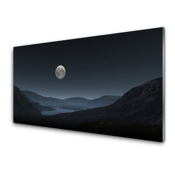Glas schilderij Nacht landschap van de maan