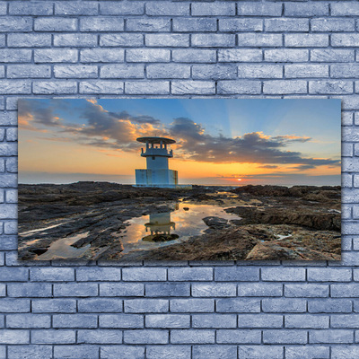 Glas schilderij Landschap van de vuurtoren