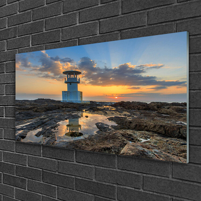 Glas schilderij Landschap van de vuurtoren