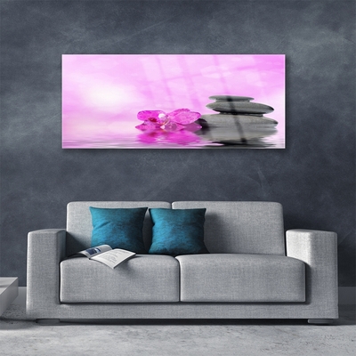 Glas schilderij Pink flower art