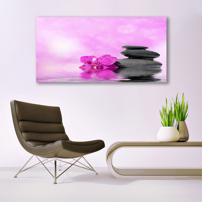 Glas schilderij Pink flower art