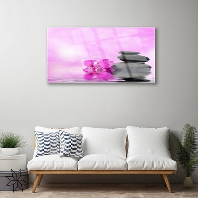 Glas schilderij Pink flower art