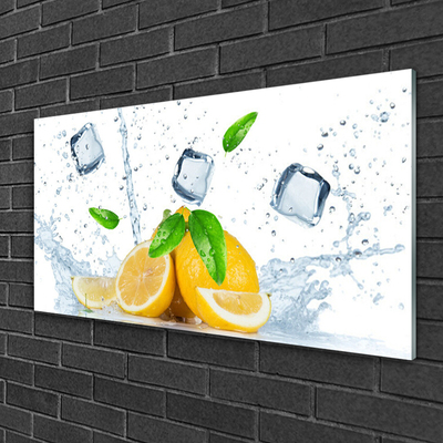 Glas schilderij Lemon ice cubes kitchen