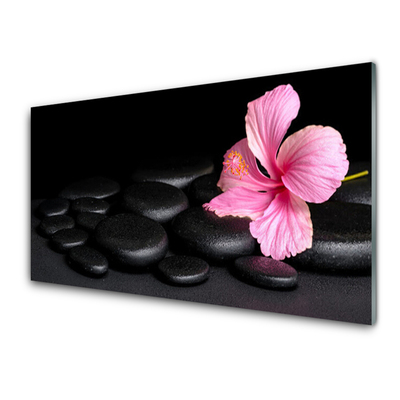 Glas schilderij Black stone flower