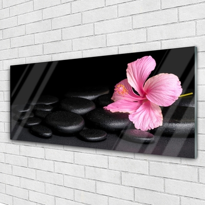 Glas schilderij Black stone flower