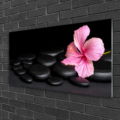 Glas schilderij Black stone flower