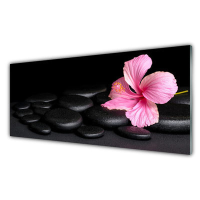 Glas schilderij Black stone flower