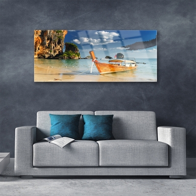 Glazen schilderij Overzees landschap boat