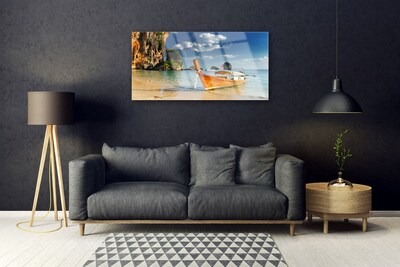 Glazen schilderij Overzees landschap boat