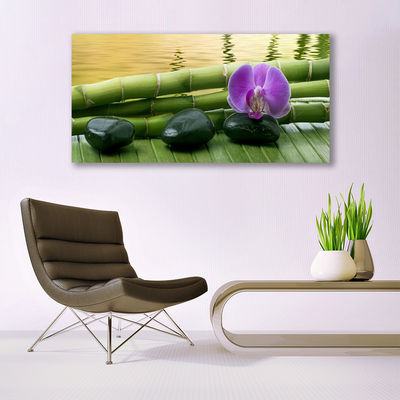 Glazen schilderij Flower stones bamboe natuur