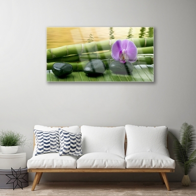 Glazen schilderij Flower stones bamboe natuur