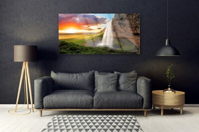 Glazen schilderij Mountain waterfall nature
