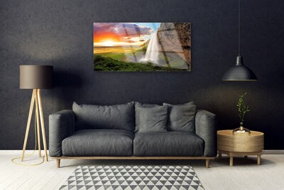 Glazen schilderij Mountain waterfall nature