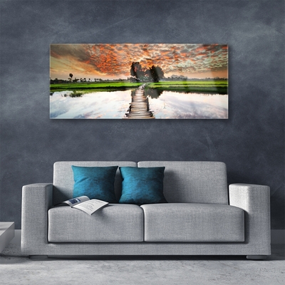 Glazen schilderij Bridge lake landscape