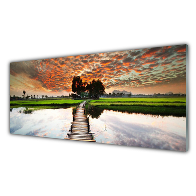 Glazen schilderij Bridge lake landscape