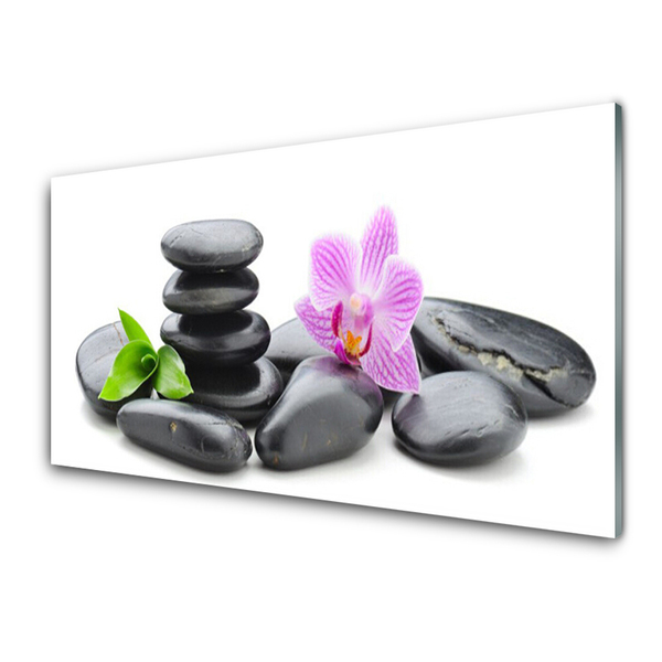 Glazen schilderij Flower zen stones