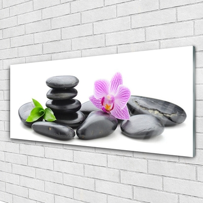 Glazen schilderij Flower zen stones