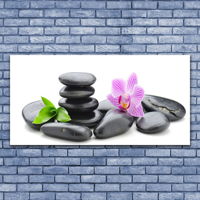 Glazen schilderij Flower zen stones