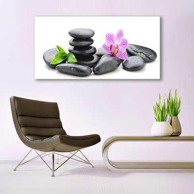 Glazen schilderij Flower zen stones