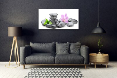 Glazen schilderij Flower zen stones