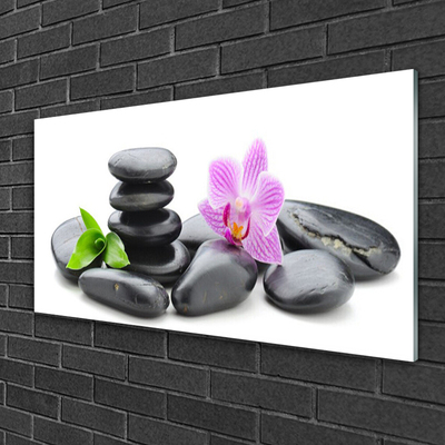 Glazen schilderij Flower zen stones