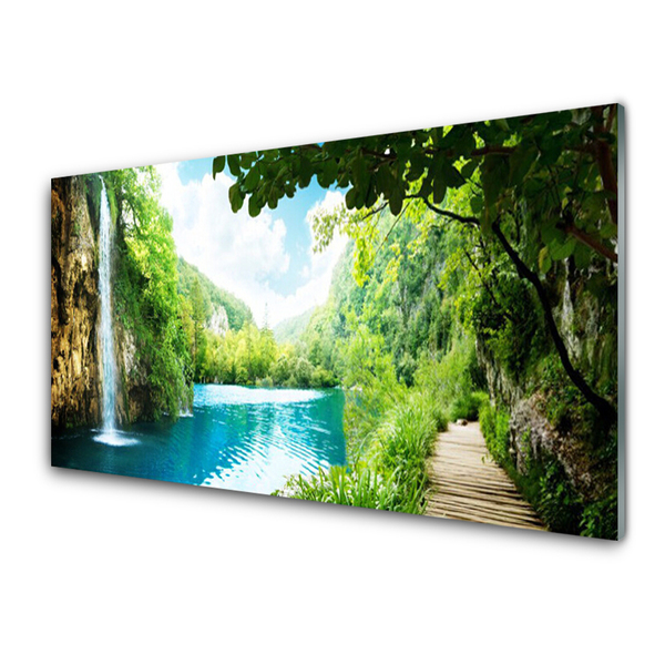 Glazen schilderij Waterval lake nature