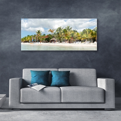 Glazen schilderij Beach palm trees landscape