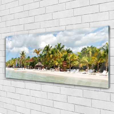 Glazen schilderij Beach palm trees landscape