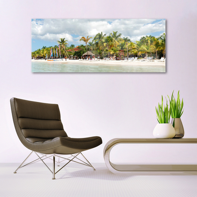 Glazen schilderij Beach palm trees landscape