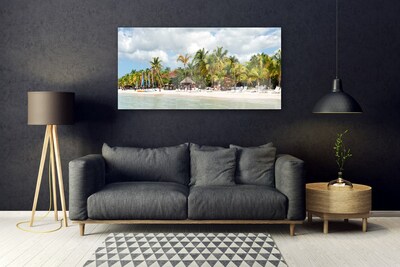 Glazen schilderij Beach palm trees landscape