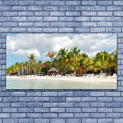 Glazen schilderij Beach palm trees landscape