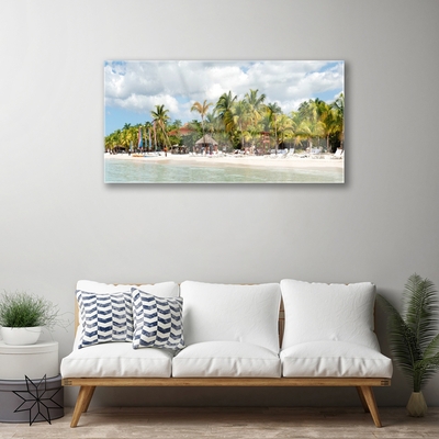 Glazen schilderij Beach palm trees landscape