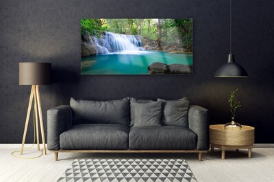 Glazen schilderij Waterval lake forest nature