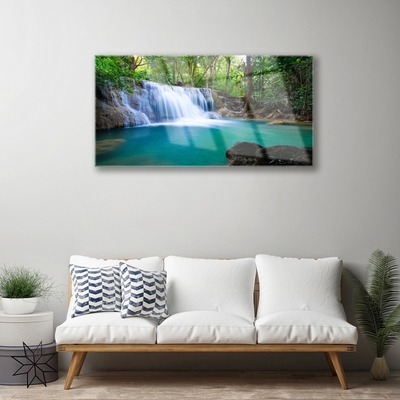 Glazen schilderij Waterval lake forest nature