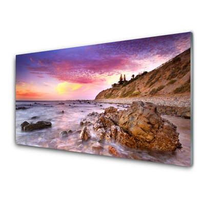 Glazen schilderij Sea stones landschap