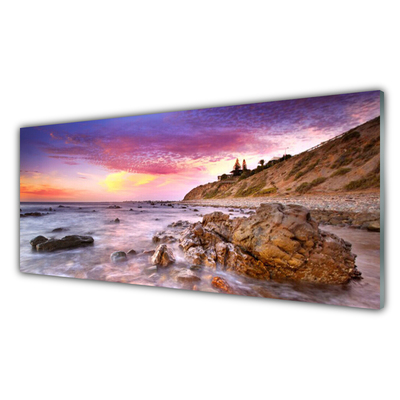 Glazen schilderij Sea stones landschap
