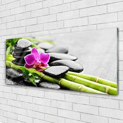 Glazen schilderij Flower bamboe stones art