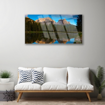Glazen schilderij Forest lake landscape