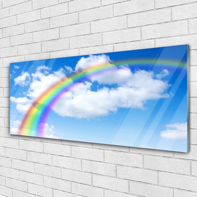 Glazen schilderij Hemel van de regenboog de wolken