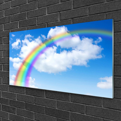 Glazen schilderij Hemel van de regenboog de wolken