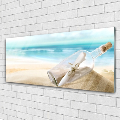 Glazen schilderij Beach bottle art letter