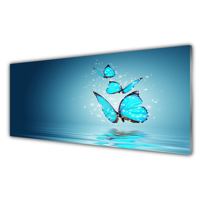 Foto in glas Butterflies blue water art