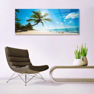 Foto in glas Palm tree beach landschap