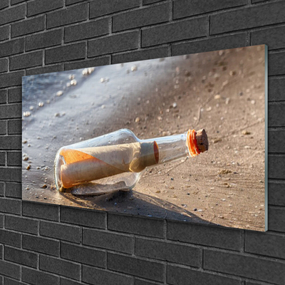 Foto in glas Brief bottle beach art