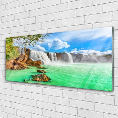 Foto in glas Waterfall lake landscape