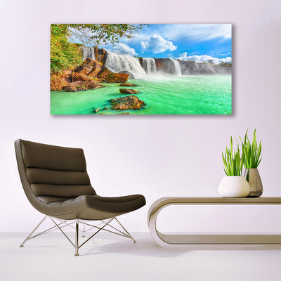 Foto in glas Waterfall lake landscape