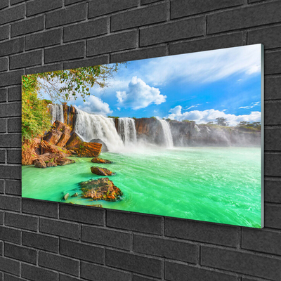 Foto in glas Waterfall lake landscape