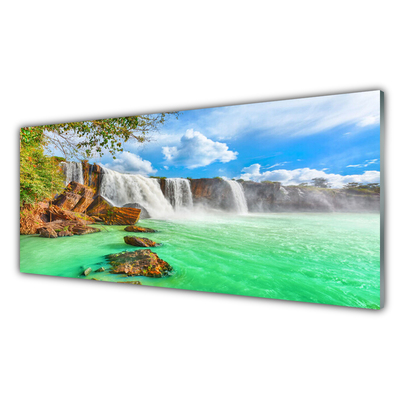 Foto in glas Waterfall lake landscape