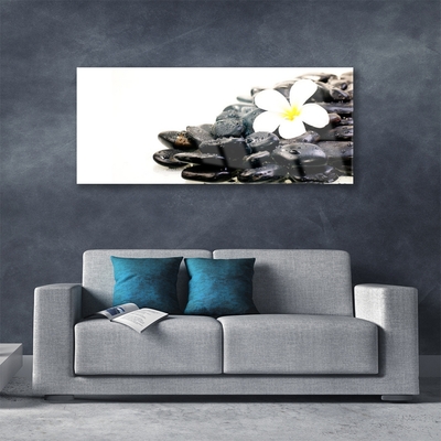 Foto in glas Bloemen stones art